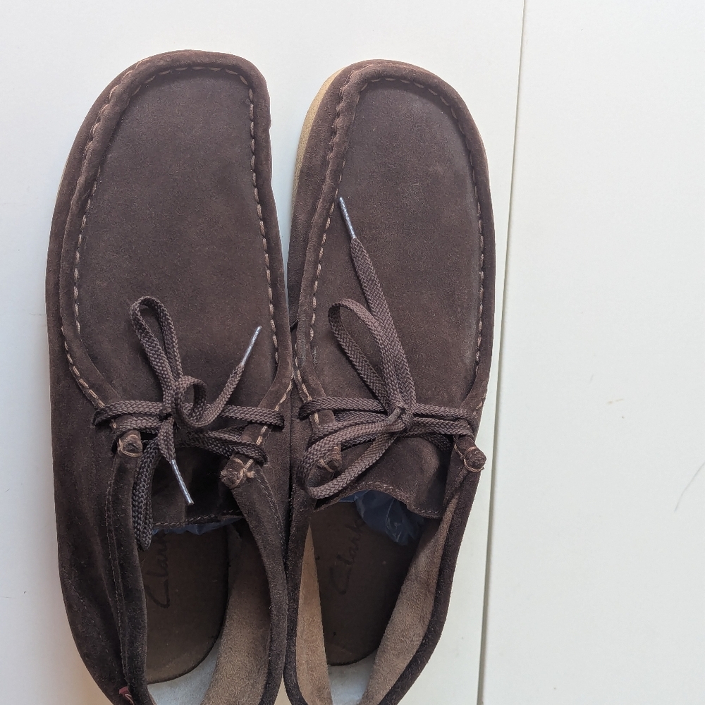 Clarks Brown Suede Boots Wallabee Waxy Sole Men's, 10 - Picture 2 of 7